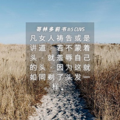 Picture 04 - 哥 林 多 前 书 11:5 CUVS - 凡 女 人 祷 告 或 是 讲 道 ， 若 不 - Bible Verse Picture