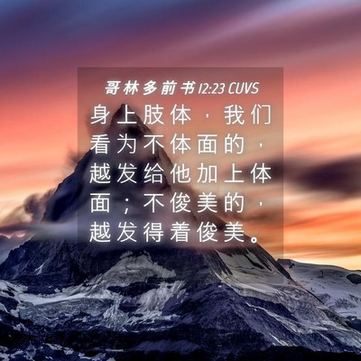 Picture 04 - 哥 林 多 前 书 12:23 CUVS - 身 上 肢 体 ， 我 们 看 为 不 体 面 - Bible Verse Picture