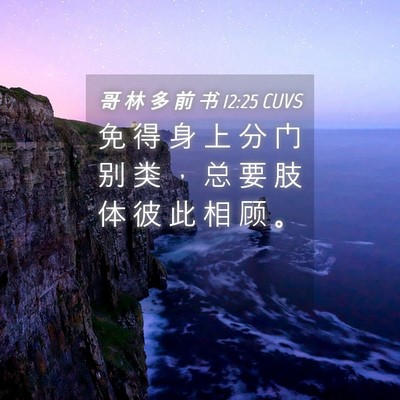 Picture 04 - 哥 林 多 前 书 12:25 CUVS - 免 得 身 上 分 门 别 类 ， 总 要 肢 - Bible Verse Picture