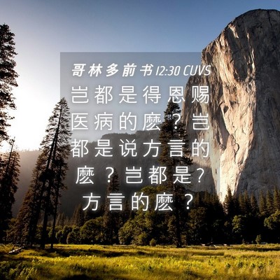 Picture 04 - 哥 林 多 前 书 12:30 CUVS - 岂 都 是 得 恩 赐 医 病 的 麽 ？ 岂 - Bible Verse Picture