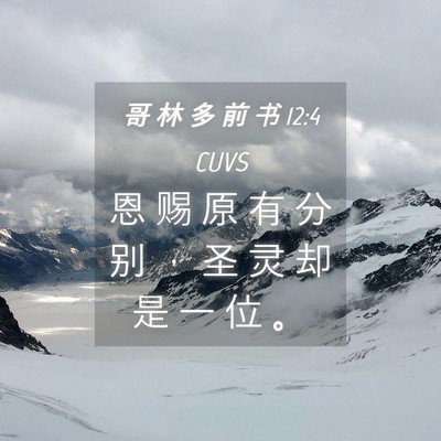 Picture 04 - 哥 林 多 前 书 12:4 CUVS - 恩 赐 原 有 分 别 ， 圣 灵 却 是 一 - Bible Verse Picture