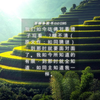 Picture 04 - 哥 林 多 前 书 13:12 CUVS - 我 们 如 今 彷 佛 对 着 镜 子 观 看 - Bible Verse Picture