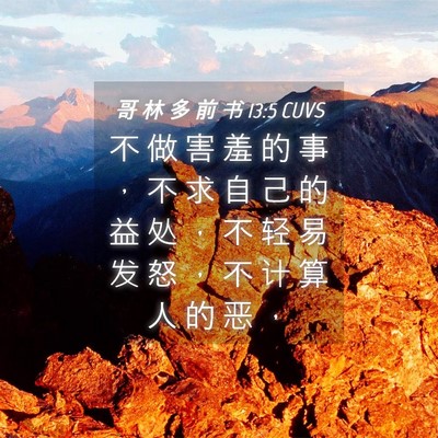 Picture 04 - 哥 林 多 前 书 13:5 CUVS - 不 做 害 羞 的 事 ， 不 求 自 己 的 - Bible Verse Picture