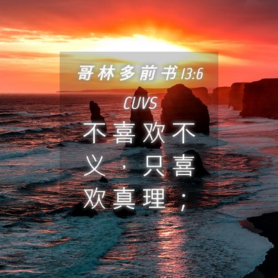 Picture 04 - 哥 林 多 前 书 13:6 CUVS - 不 喜 欢 不 义 ， 只 喜 欢 真 理 - Bible Verse Picture