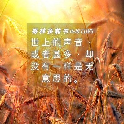 Picture 04 - 哥 林 多 前 书 14:10 CUVS - 世 上 的 声 音 ， 或 者 甚 多 ， 却 - Bible Verse Picture