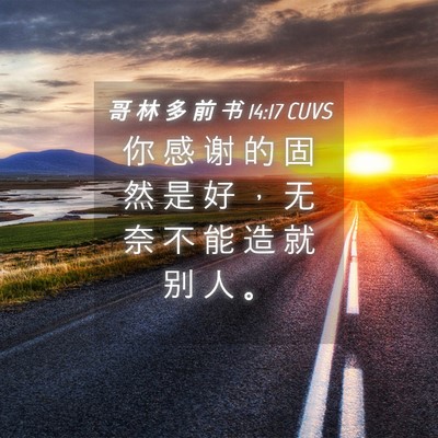 Picture 04 - 哥 林 多 前 书 14:17 CUVS - 你 感 谢 的 固 然 是 好 ， 无 奈 不 - Bible Verse Picture