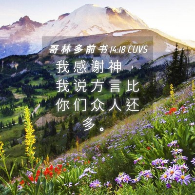 Picture 04 - 哥 林 多 前 书 14:18 CUVS - 我 感 谢 神 ， 我 说 方 言 比 你 们 - Bible Verse Picture