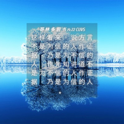 Picture 04 - 哥 林 多 前 书 14:22 CUVS - 这 样 看 来 ， 说 方 言 不 是 为 信 - Bible Verse Picture