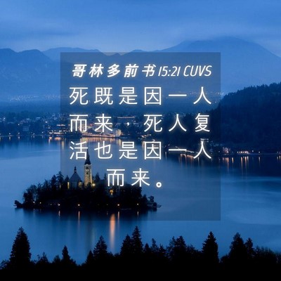 Picture 04 - 哥 林 多 前 书 15:21 CUVS - 死 既 是 因 一 人 而 来 ， 死 人 复 - Bible Verse Picture