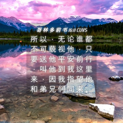 Picture 04 - 哥 林 多 前 书 16:11 CUVS - 所 以 ， 无 论 谁 都 不 可 藐 视 他 - Bible Verse Picture