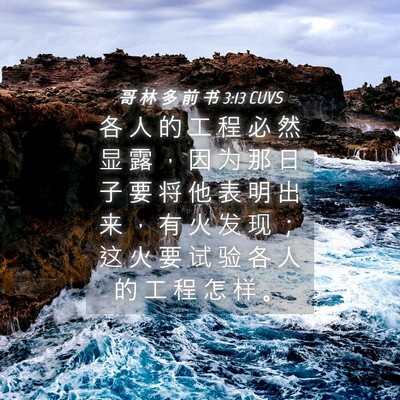 Picture 04 - 哥 林 多 前 书 3:13 CUVS - 各 人 的 工 程 必 然 显 露 ， 因 为 - Bible Verse Picture