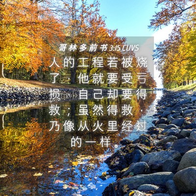 Picture 04 - 哥 林 多 前 书 3:15 CUVS - 人 的 工 程 若 被 烧 了 ， 他 就 要 - Bible Verse Picture
