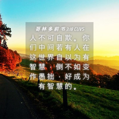 Picture 04 - 哥 林 多 前 书 3:18 CUVS - 人 不 可 自 欺 。 你 们 中 间 若 有 - Bible Verse Picture