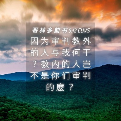 Picture 04 - 哥 林 多 前 书 5:12 CUVS - 因 为 审 判 教 外 的 人 与 我 何 干 - Bible Verse Picture