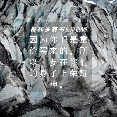 Picture 04 - 哥 林 多 前 书 6:20 CUVS - 因 为 你 们 是 重 价 买 来 的 。 所 - Bible Verse Picture
