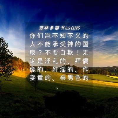 Picture 04 - 哥 林 多 前 书 6:9 CUVS - 你 们 岂 不 知 不 义 的 人 不 能 承 - Bible Verse Picture