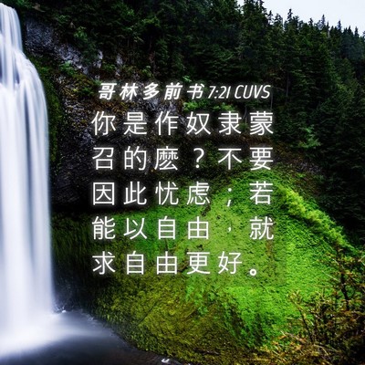 Picture 04 - 哥 林 多 前 书 7:21 CUVS - 你 是 作 奴 隶 蒙 召 的 麽 ？ 不 要 - Bible Verse Picture