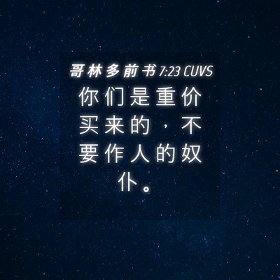 Picture 04 - 哥 林 多 前 书 7:23 CUVS - 你 们 是 重 价 买 来 的 ， 不 要 作 - Bible Verse Picture