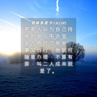 Picture 04 - 哥 林 多 前 书 7:36 CUVS - 若 有 人 以 为 自 己 待 他 的 女 儿 - Bible Verse Picture