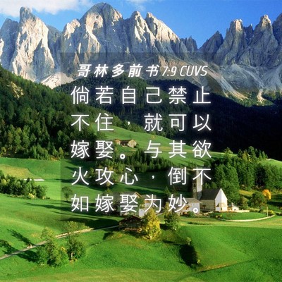 Picture 04 - 哥 林 多 前 书 7:9 CUVS - 倘 若 自 己 禁 止 不 住 ， 就 可 以 - Bible Verse Picture