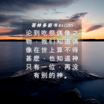 Picture 04 - 哥 林 多 前 书 8:4 CUVS - 论 到 吃 祭 偶 像 之 物 ， 我 们 知 - Bible Verse Picture