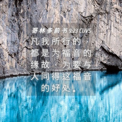 Picture 04 - 哥 林 多 前 书 9:23 CUVS - 凡 我 所 行 的 ， 都 是 为 福 音 的 - Bible Verse Picture