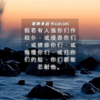 Picture 04 - 哥 林 多 后 书 11:20 CUVS - 假 若 有 人 强 你 们 作 奴 仆 ， 或 - Bible Verse Picture