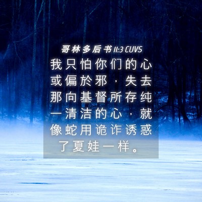 Picture 04 - 哥 林 多 后 书 11:3 CUVS - 我 只 怕 你 们 的 心 或 偏 於 邪 ， - Bible Verse Picture