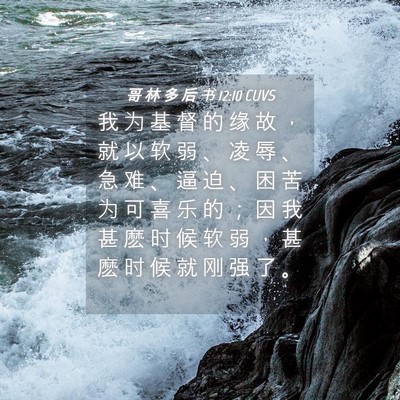 Picture 04 - 哥 林 多 后 书 12:10 CUVS - 我 为 基 督 的 缘 故 ， 就 以 软 弱 - Bible Verse Picture
