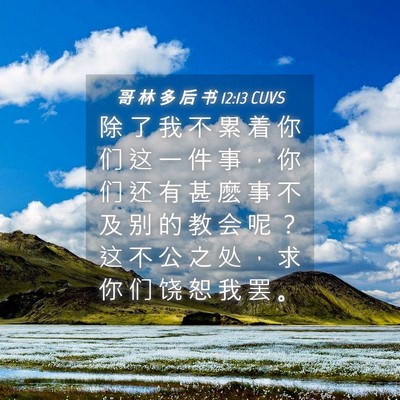 Picture 04 - 哥 林 多 后 书 12:13 CUVS - 除 了 我 不 累 着 你 们 这 一 件 事 - Bible Verse Picture