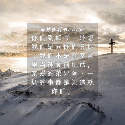 Picture 04 - 哥 林 多 后 书 12:19 CUVS - 你 们 到 如 今 ， 还 想 我 们 是 向 - Bible Verse Picture