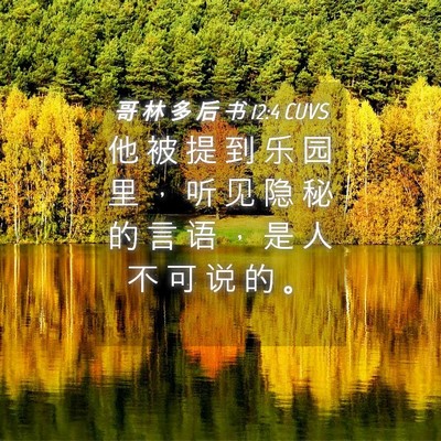 Picture 04 - 哥 林 多 后 书 12:4 CUVS - 他 被 提 到 乐 园 里 ， 听 见 隐 秘 - Bible Verse Picture