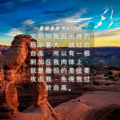 Picture 04 - 哥 林 多 后 书 12:7 CUVS - 又 恐 怕 我 因 所 得 的 启 示 甚 大 - Bible Verse Picture