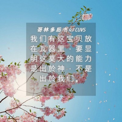 Picture 04 - 哥 林 多 后 书 4:7 CUVS - 我 们 有 这 宝 贝 放 在 瓦 器 里 ， - Bible Verse Picture