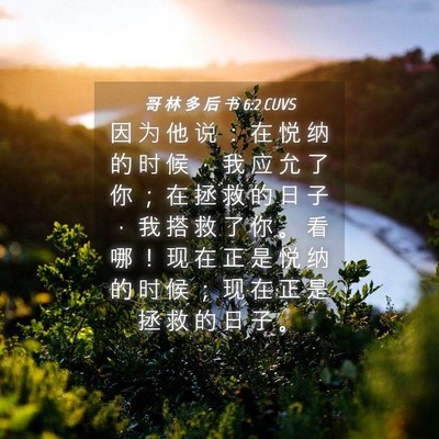 Picture 04 - 哥 林 多 后 书 6:2 CUVS - 因 为 他 说 ： 在 悦 纳 的 时 候 ， - Bible Verse Picture