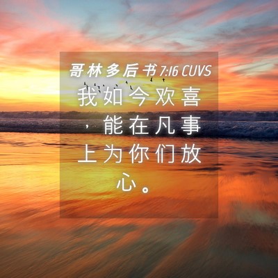 Picture 04 - 哥 林 多 后 书 7:16 CUVS - 我 如 今 欢 喜 ， 能 在 凡 事 上 为 - Bible Verse Picture
