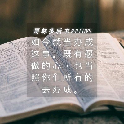 Picture 04 - 哥 林 多 后 书 8:11 CUVS - 如 今 就 当 办 成 这 事 。 既 有 愿 - Bible Verse Picture