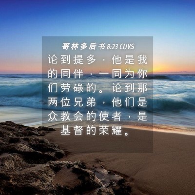 Picture 04 - 哥 林 多 后 书 8:23 CUVS - 论 到 提 多 ， 他 是 我 的 同 伴 ， - Bible Verse Picture