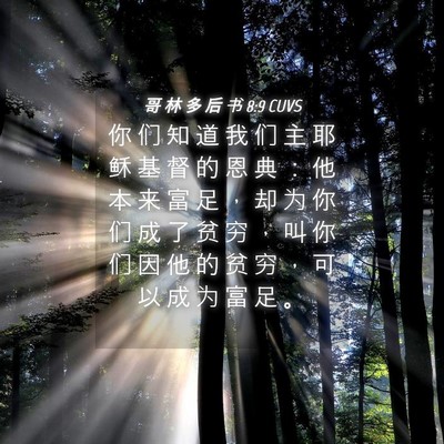 Picture 04 - 哥 林 多 后 书 8:9 CUVS - 你 们 知 道 我 们 主 耶 稣 基 督 的 - Bible Verse Picture