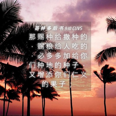 Picture 04 - 哥 林 多 后 书 9:10 CUVS - 那 赐 种 给 撒 种 的 ， 赐 粮 给 人 - Bible Verse Picture