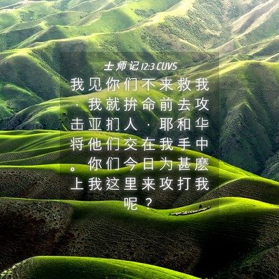 Picture 04 - 士 师 记 12:3 CUVS - 我 见 你 们 不 来 救 我 ， 我 就 拚 - Bible Verse Picture
