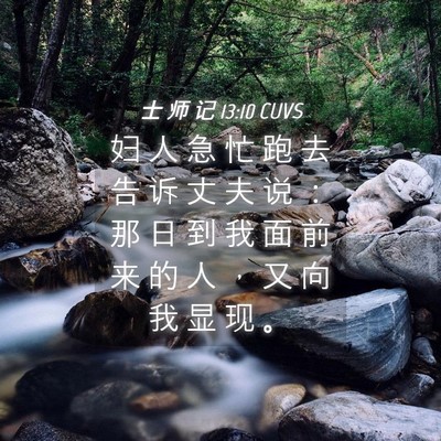 Picture 04 - 士 师 记 13:10 CUVS - 妇 人 急 忙 跑 去 告 诉 丈 夫 说 ： - Bible Verse Picture