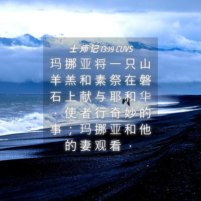 Picture 04 - 士 师 记 13:19 CUVS - 玛 挪 亚 将 一 只 山 羊 羔 和 素 祭 - Bible Verse Picture