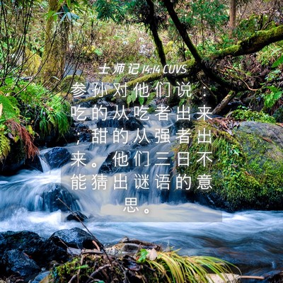 Picture 04 - 士 师 记 14:14 CUVS - 参 孙 对 他 们 说 ： 吃 的 从 吃 者 - Bible Verse Picture