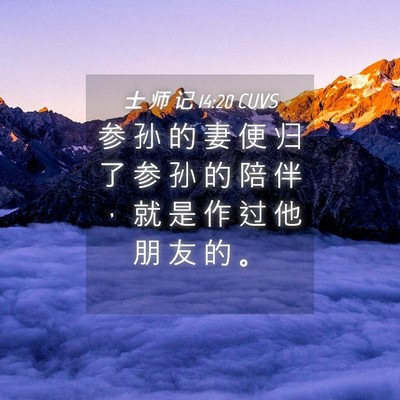 Picture 04 - 士 师 记 14:20 CUVS - 参 孙 的 妻 便 归 了 参 孙 的 陪 伴 - Bible Verse Picture