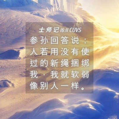 Picture 04 - 士 师 记 16:11 CUVS - 参 孙 回 答 说 ： 人 若 用 没 有 使 - Bible Verse Picture