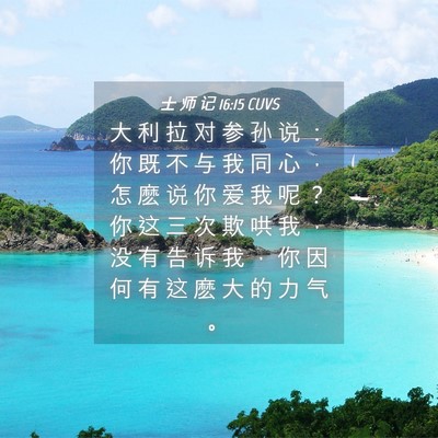 Picture 04 - 士 师 记 16:15 CUVS - 大 利 拉 对 参 孙 说 ： 你 既 不 与 - Bible Verse Picture
