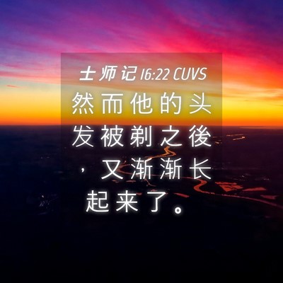 Picture 04 - 士 师 记 16:22 CUVS - 然 而 他 的 头 发 被 剃 之 後 ， 又 - Bible Verse Picture