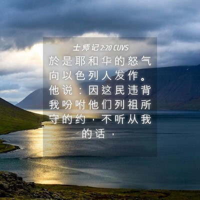 Picture 04 - 士 师 记 2:20 CUVS - 於 是 耶 和 华 的 怒 气 向 以 色 列 - Bible Verse Picture
