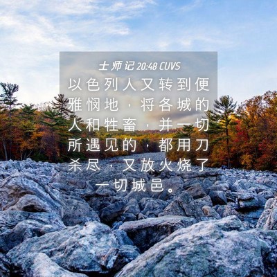 Picture 04 - 士 师 记 20:48 CUVS - 以 色 列 人 又 转 到 便 雅 悯 地 ， - Bible Verse Picture